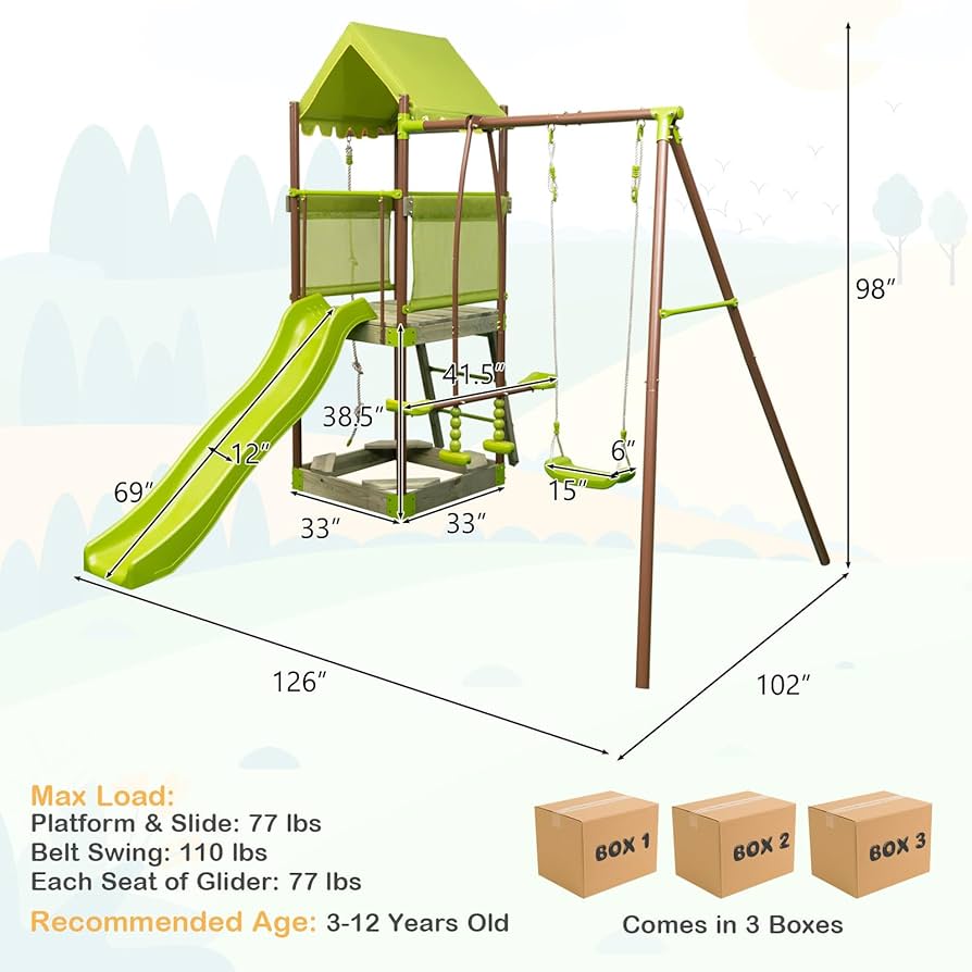 HUNNY☀︎︎7 Amazon.com: HONEY JOY Swing Sets for Backyard, 7-in-1 Heavy
